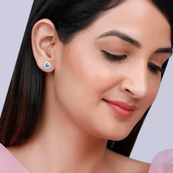Silver Aqua Blue Star Earrings
