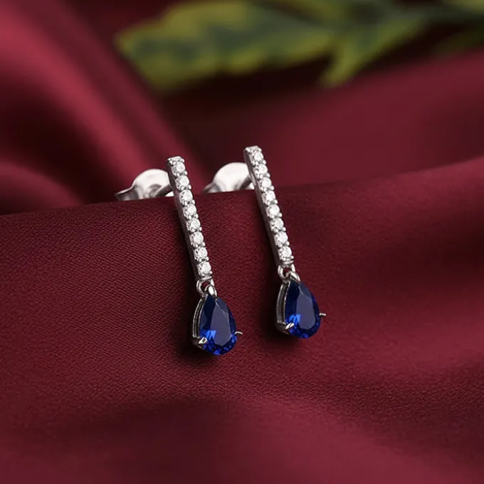 Silver Aqua Drop Earrings