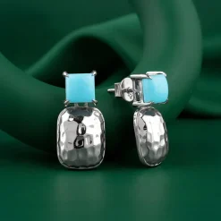 Silver Arbor Hammered Drop Earrings