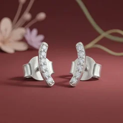 Silver Arc Stud Earrings