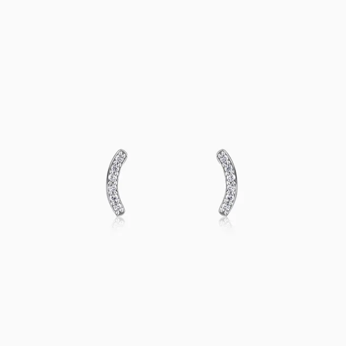 Silver Arc Stud Earrings