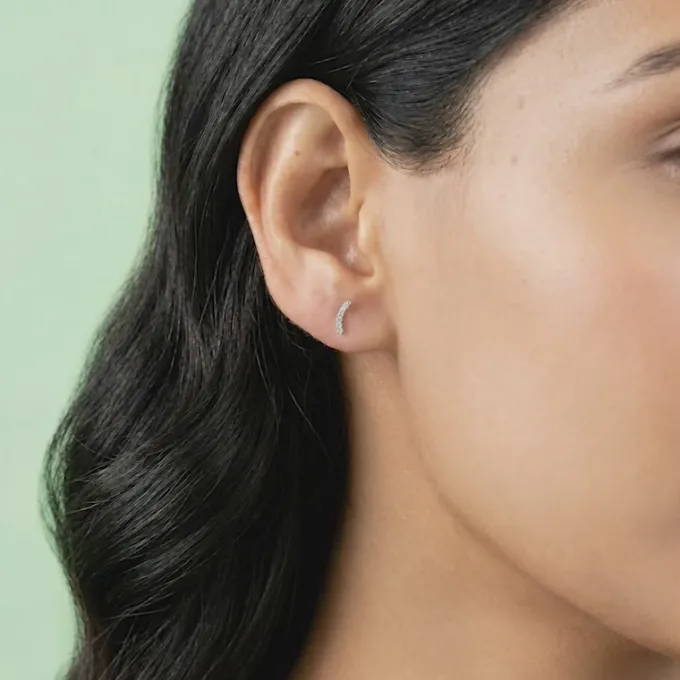 Silver Arc Stud Earrings