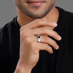 Silver Asphalt Ring For Him