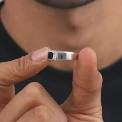 Silver Asphalt Ring For Him