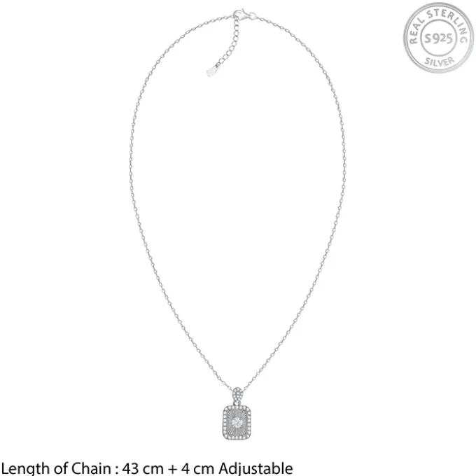 Silver Aurelia Starburst Locket Pendant With Link Chain