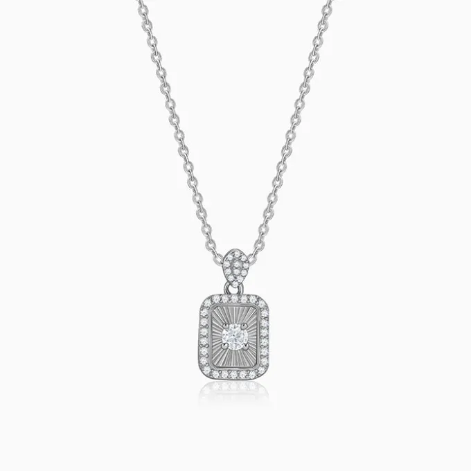 Silver Aurelia Starburst Locket Pendant With Link Chain