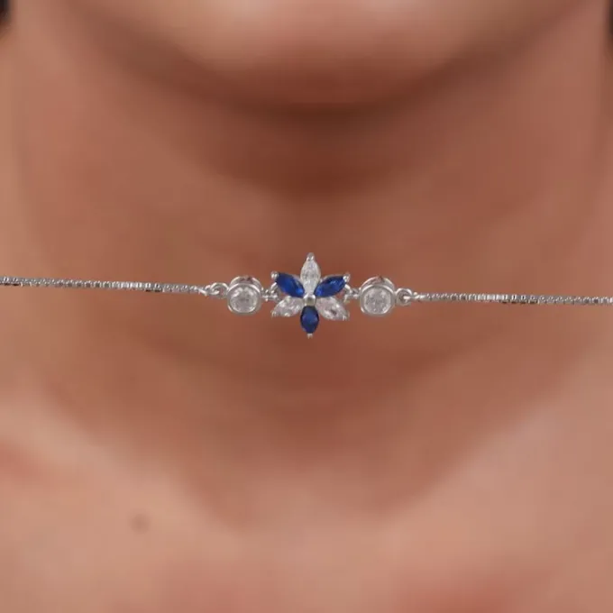 Silver Azure Bloom Bracelet