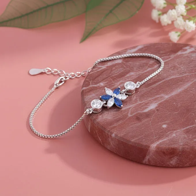 Silver Azure Bloom Bracelet