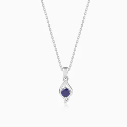 Silver Azure Leaf Pendant With Link Chain