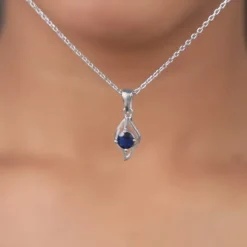 Silver Azure Leaf Pendant With Link Chain