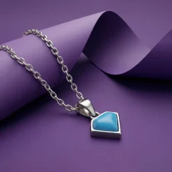Silver Azure Muse Pendant With Link Chain