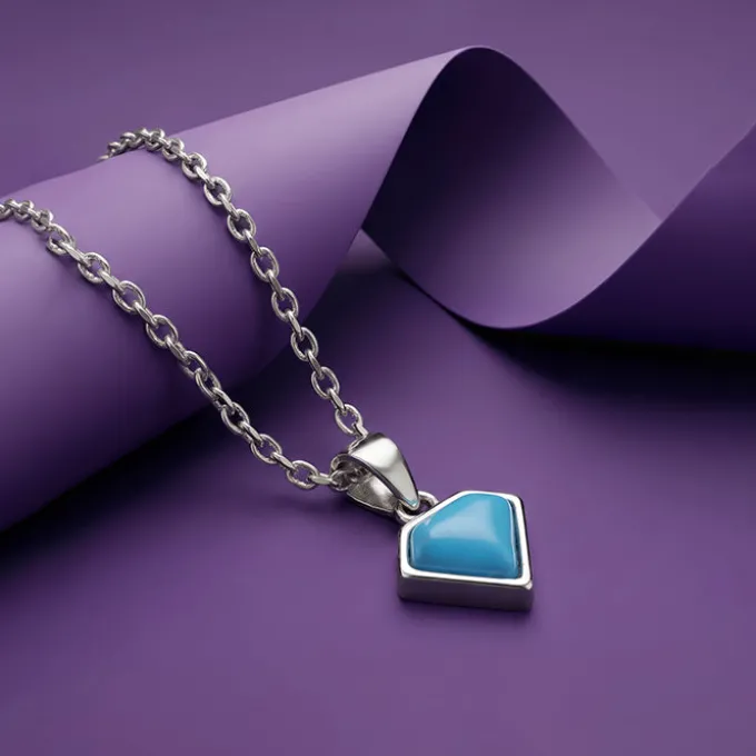 Silver Azure Muse Pendant With Link Chain