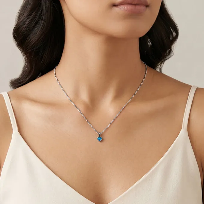 Silver Azure Muse Pendant With Link Chain
