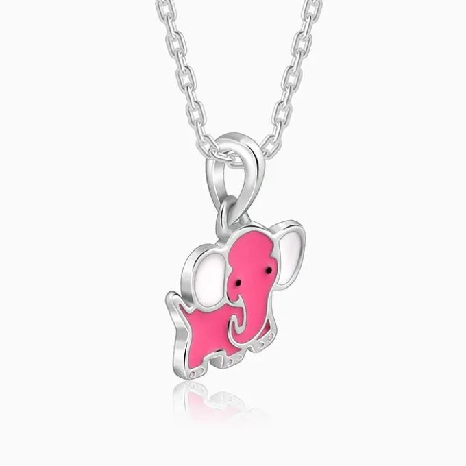 Silver Baby Elephant Kids Pendant with Link Chain
