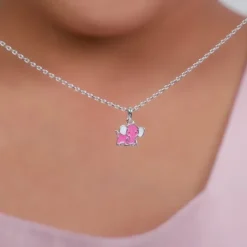 Silver Baby Elephant Kids Pendant with Link Chain