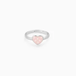 Silver Baby Pink Love Kids Ring