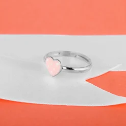 Silver Baby Pink Love Kids Ring