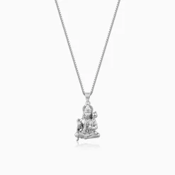 Silver Bajrangbali Pendant With Box Chain For Him