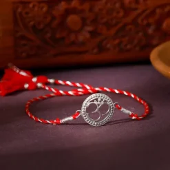 Silver Beaded Om Rakhi