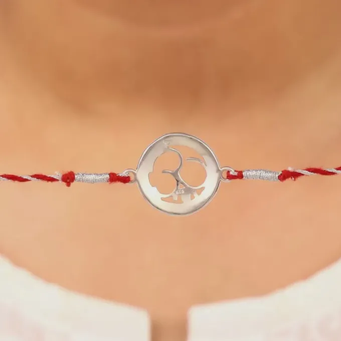 Silver Beaded Om Rakhi