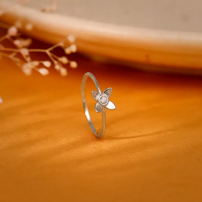 Silver Beautiful Orchid Ring