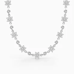Silver Beauty of Floral Choker Necklace