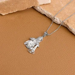 Silver Bhakta Hanuman Pendant with Box Chain For Him