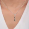 Silver Black Axis Pendant With Link Chain