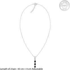 Silver Black Axis Pendant With Link Chain