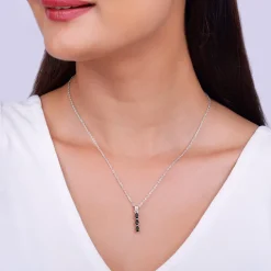 Silver Black Axis Pendant With Link Chain