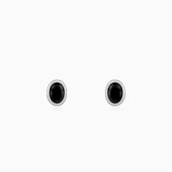 Silver Black Dot Stud For Him