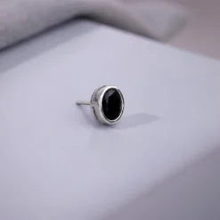 Silver Black Dot Stud For Him