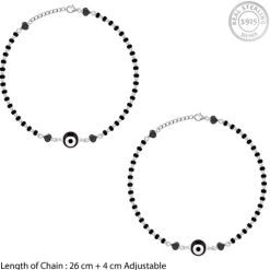 Silver Black Evil Eye Anklet