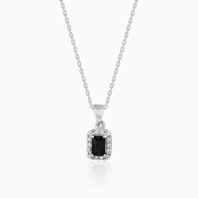 Silver Black Opulence Pendant With Link Chain
