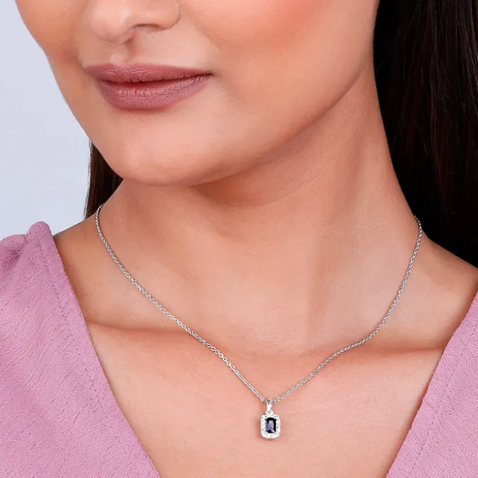 Silver Black Opulence Pendant With Link Chain