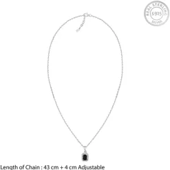 Silver Black Opulence Pendant With Link Chain
