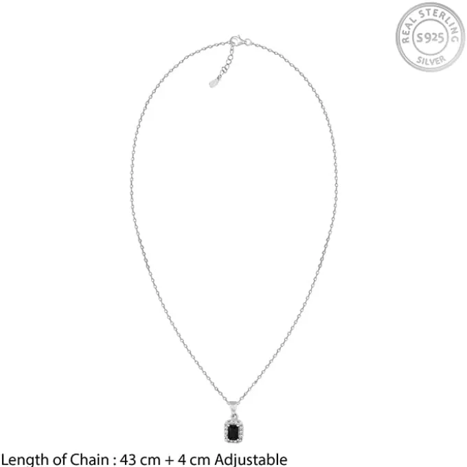 Silver Black Opulence Pendant With Link Chain