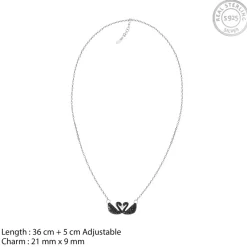 Silver Black Swan Necklace