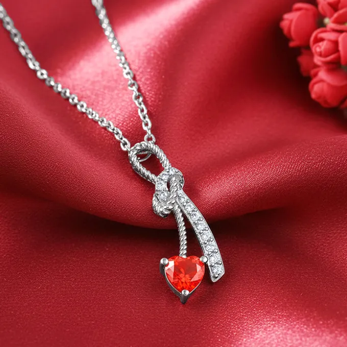 Silver Bleeding Love Pendant With Link Chain