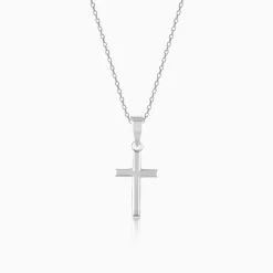 Silver Blessed Holy Cross Pendant with Link Chain