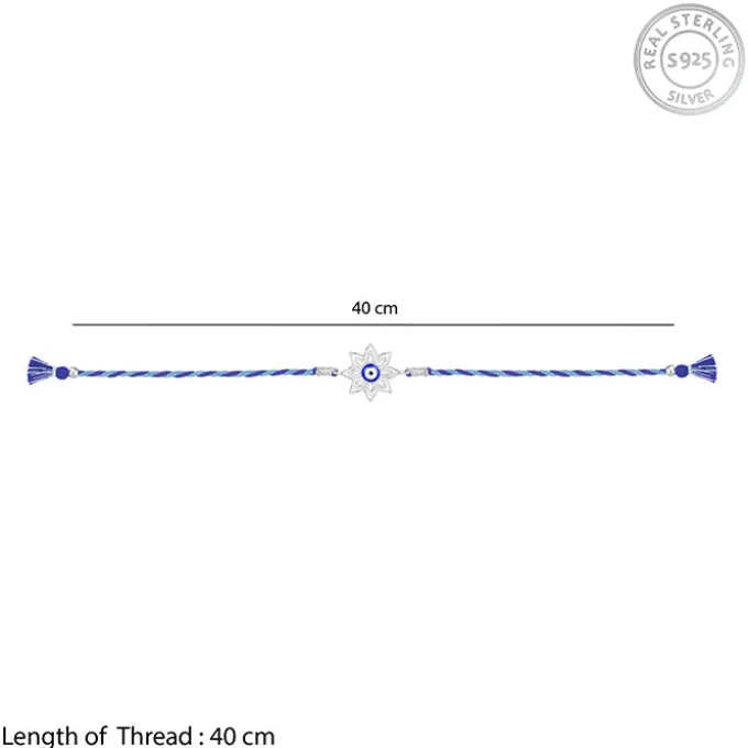 Silver Bloom Evil Eye Rakhi