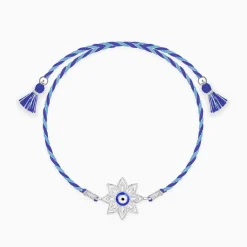 Silver Bloom Evil Eye Rakhi