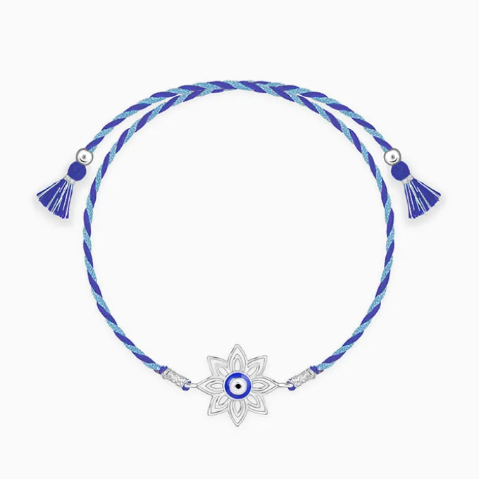 Silver Bloom Evil Eye Rakhi