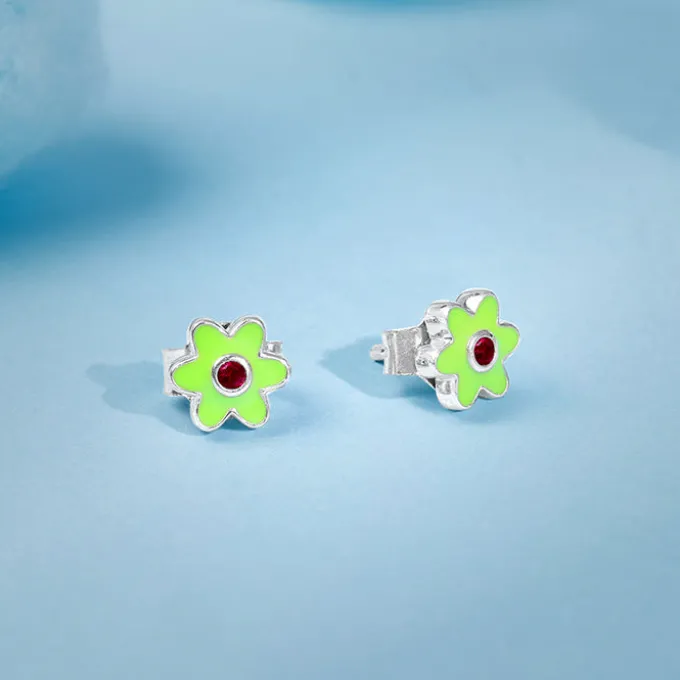 Silver Bloomie Buds Kids Earrings