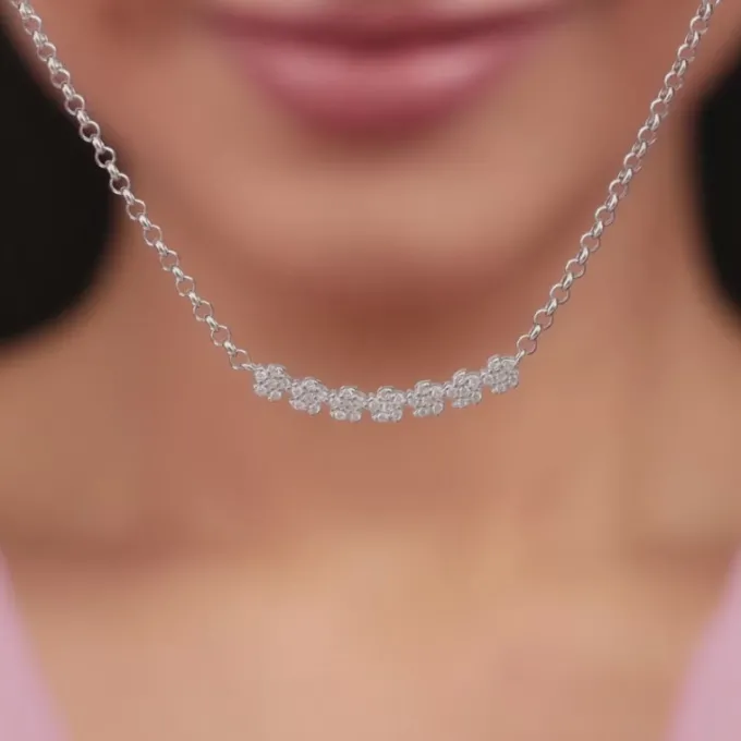 Silver Blooming Flower Necklace