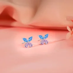 Silver Blue Butterfly Studs