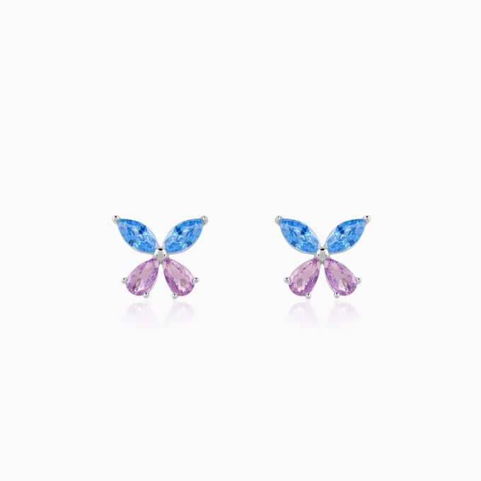 Silver Blue Butterfly Studs