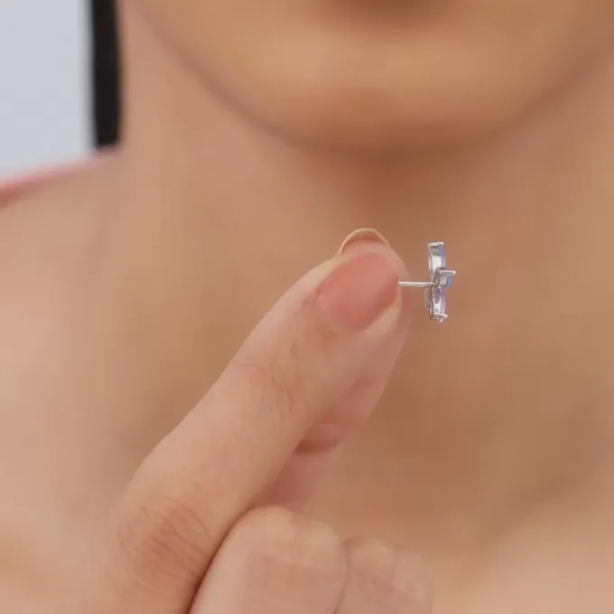 Silver Blue Butterfly Studs
