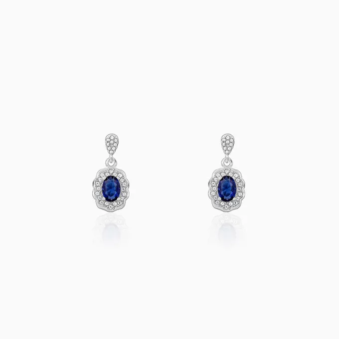 Silver Blue Floret Earrings
