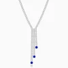 Silver Blue Lariat Necklace